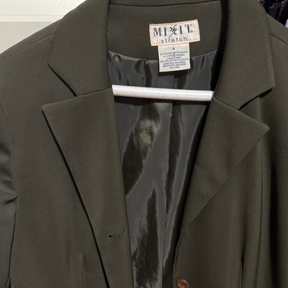 Mixit Olive Green Single-Breasted Blazer